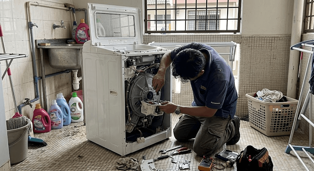 Washing machine repair in progress